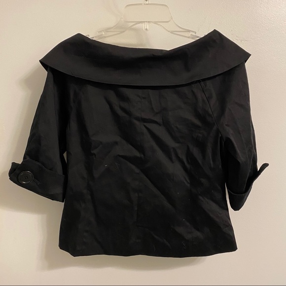 NWT Tweeds Black Off The Shoulder Drape Coat S - Picture 3 of 8